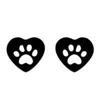 Heart Paw Print Stud Earrings