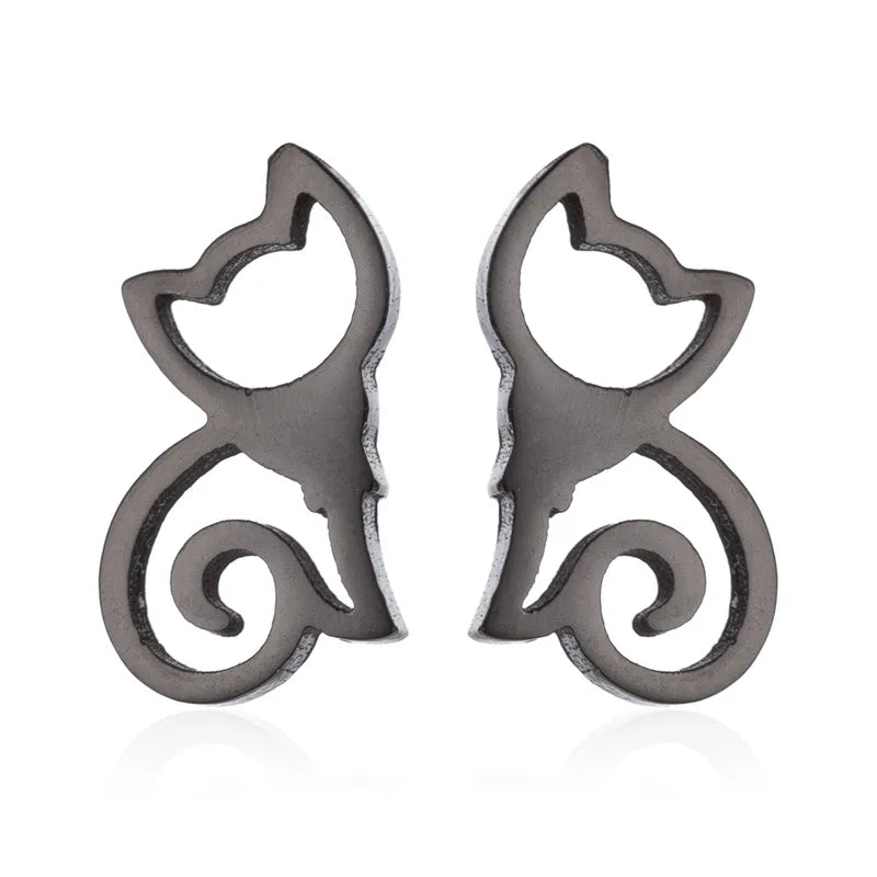 Loving Cat Stud Earrings