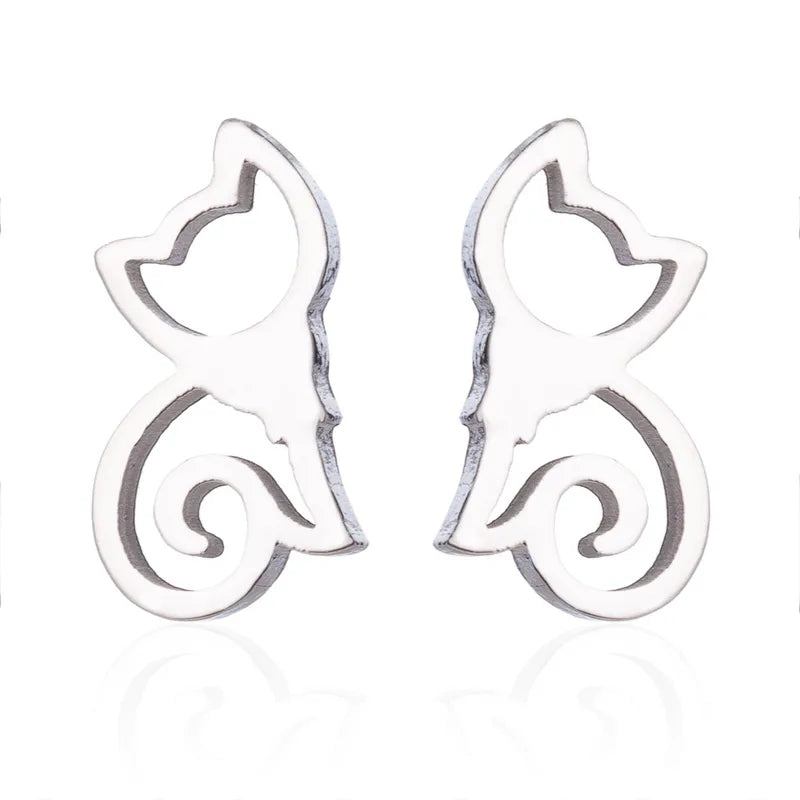 Loving Cat Stud Earrings