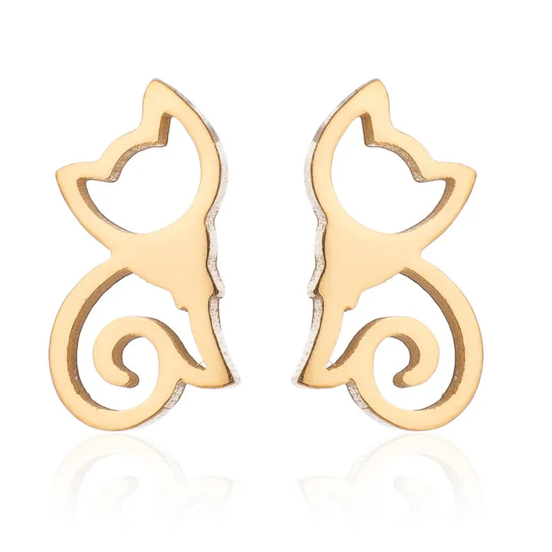 Loving Cat Stud Earrings