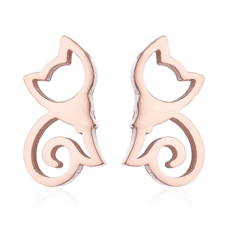 Loving Cat Stud Earrings