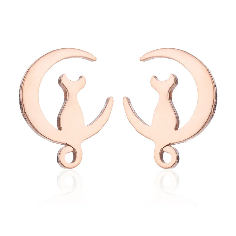 Moon Cat Stud Earrings