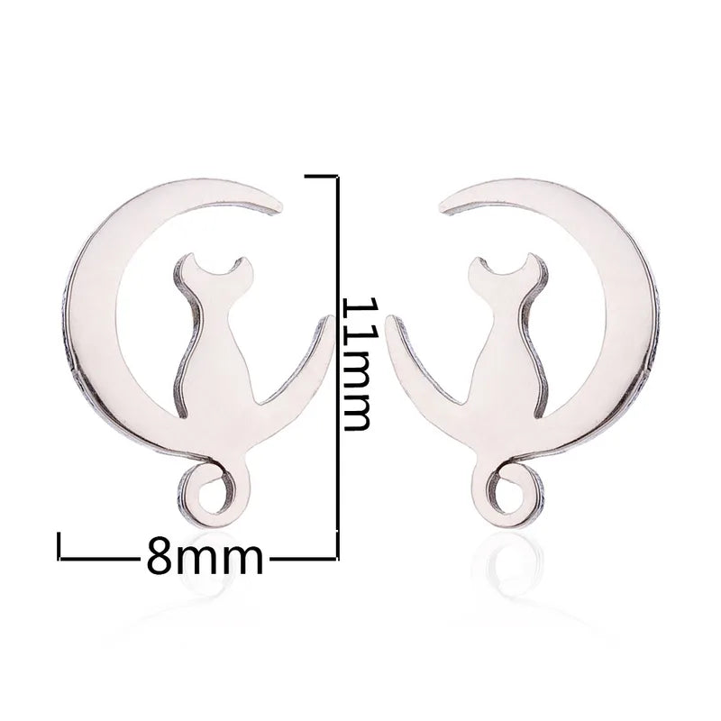 Moon Cat Stud Earrings