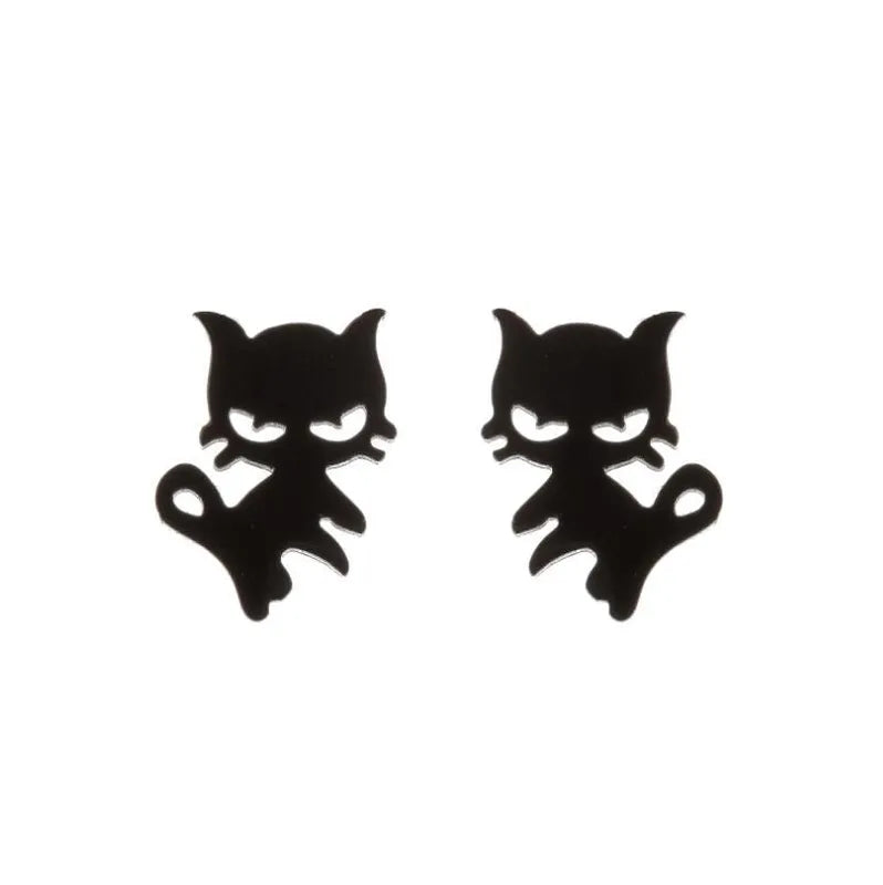 Scary Cat Stud Earrings