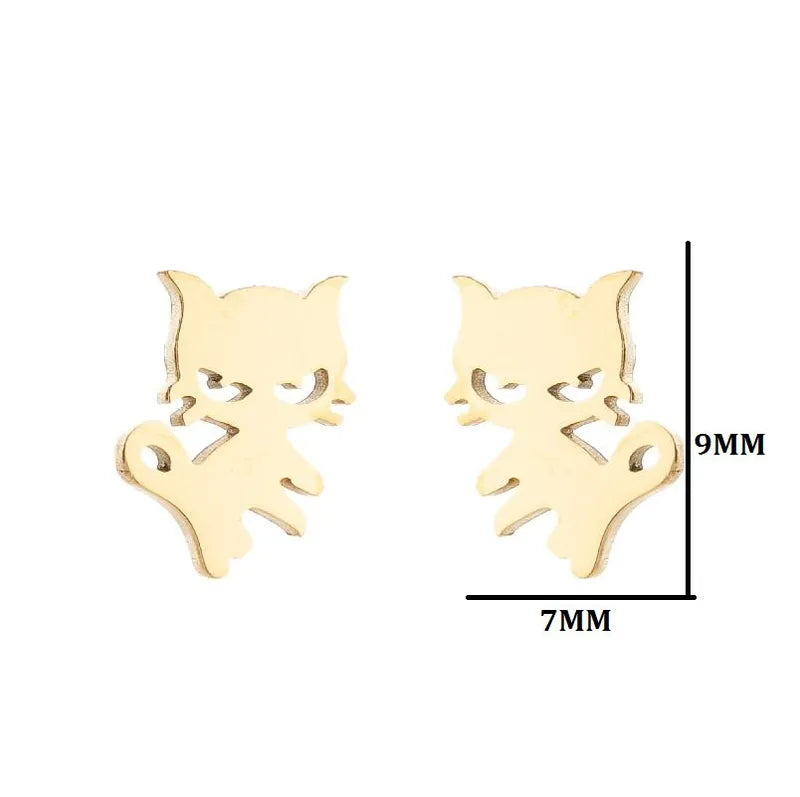 Scary Cat Stud Earrings