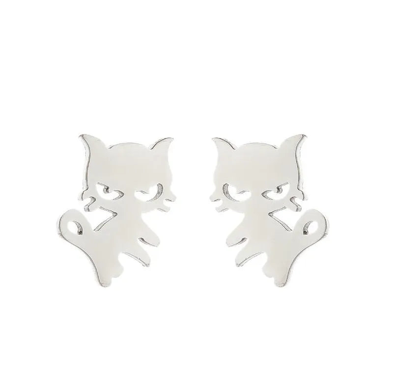 Scary Cat Stud Earrings